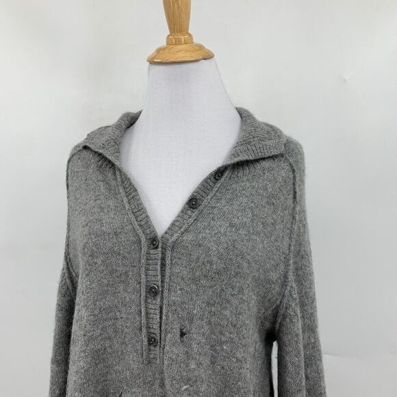 Peruvian Connection Sweater Womens L Large Gray Soft Alpaca Half Button *READ - Picture 3 of 16